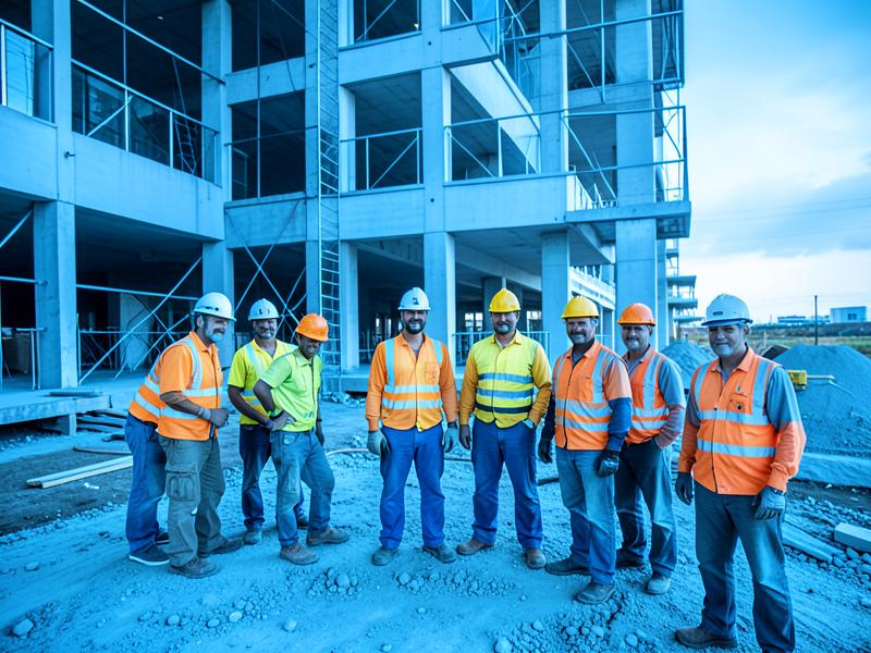 Equipe de profissionais em canteiro de obras